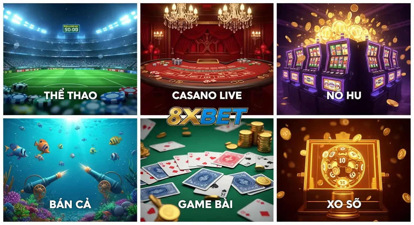 Hệ Sinh Thái Game 8Xbet – Thể Thao, Casino, Nổ Hũ, Bắn Cá, Game Bài, Xổ Số