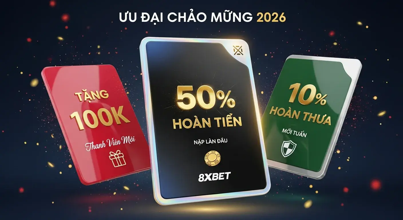 Khuyến Mãi 8Xbet 2026 – Tặng 100K Đăng Ký, 50% Hoàn Tiền Nạp Đầu, 10% Hoàn Thua